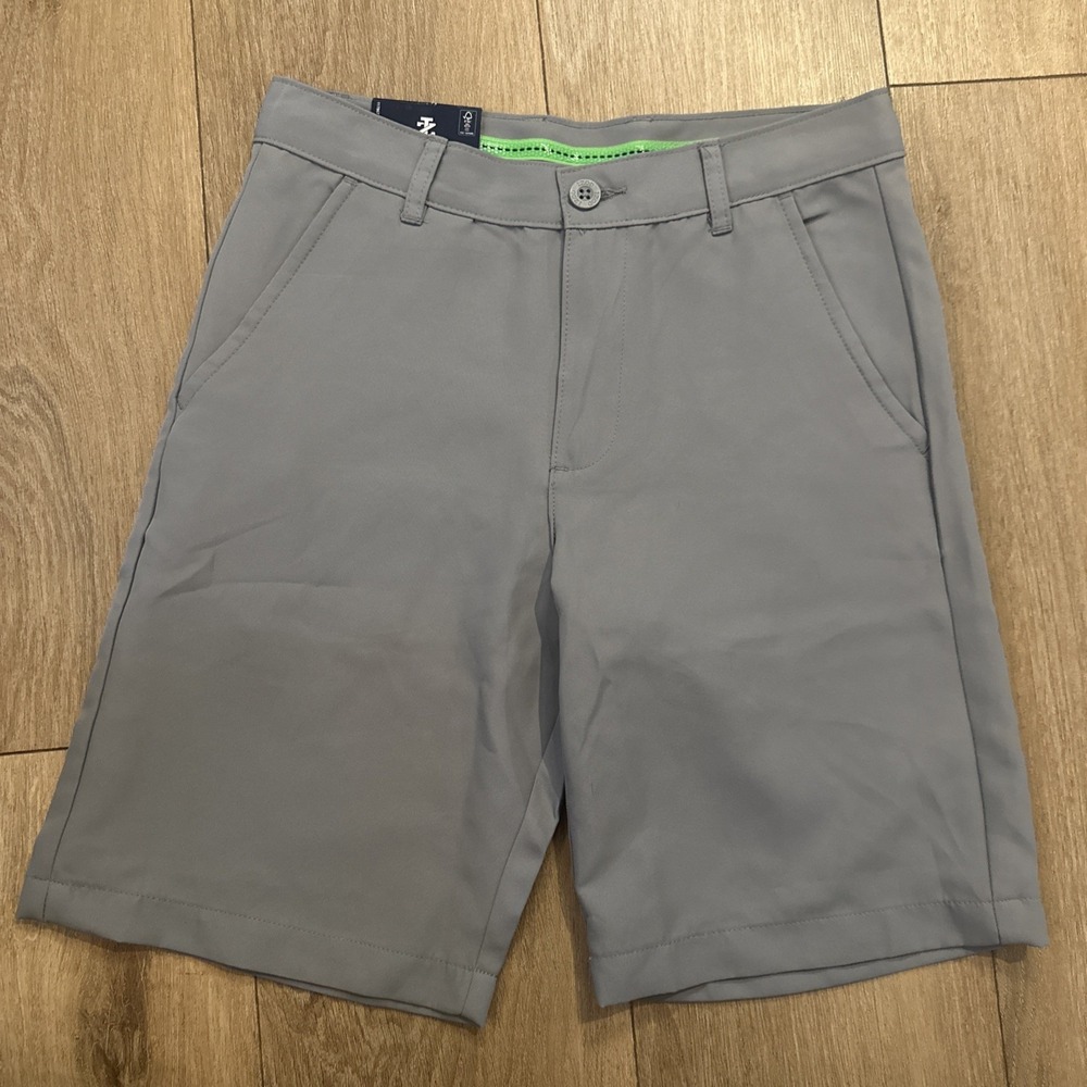 Izod Boys Flat Front Golf Shorts Grip Waist Gray Size 14 Preppy NWT‎